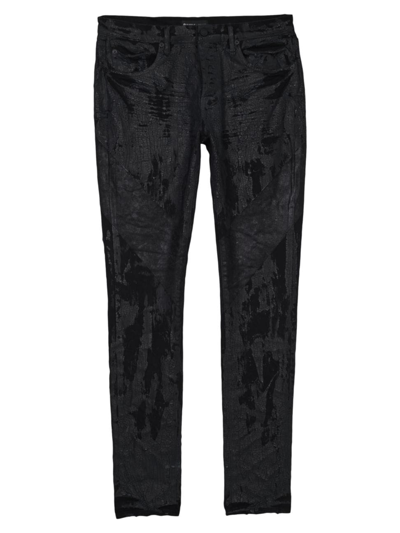 Shop Purple Brand Men's P001 Crackle Low-rise Skinny Jeans In Black