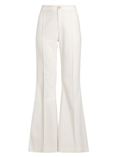 Shop Lisou Women's Corduroy Flared Trousers In White Corduroy
