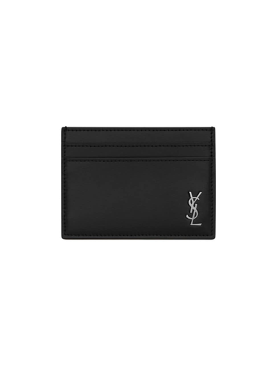 Shop Saint Laurent Cassandre Card Case In Matte Leather In Nero