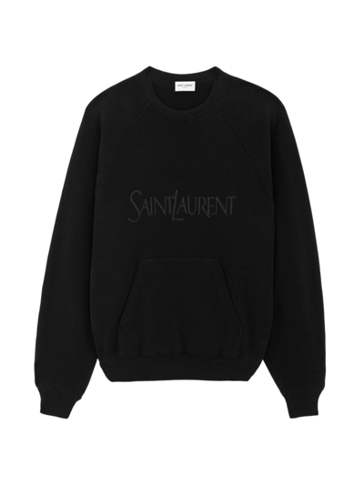 Shop Saint Laurent Women's Raglan Sweatshirt In Noir Brillant