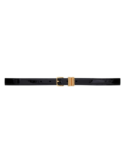 Shop Saint Laurent Women's Hublot Loop Belt In Patent Leather In Nero