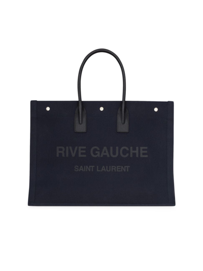 Shop Saint Laurent Women's Rive Gauche Linen Tote In Cobalt