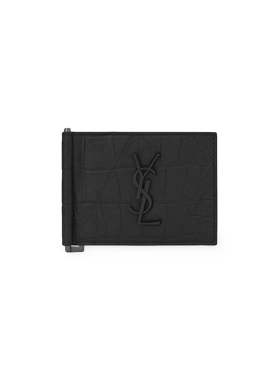 Shop Saint Laurent Men's Portodoll Bifold Wallet In Black White