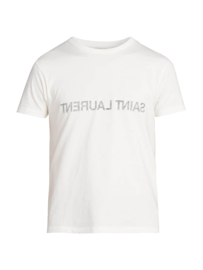 Shop Saint Laurent Men's Reverse Logo T-shirt In White