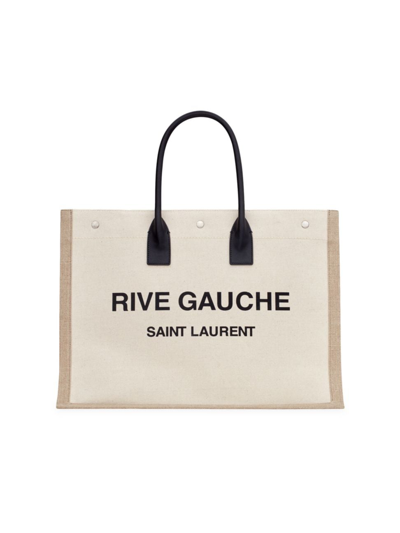 Shop Saint Laurent Rive Gauche Tote Bag In Greggio Naturale