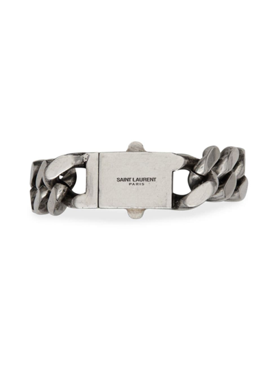Shop Saint Laurent Men's Silver-tone Chain Bracelet In Argent Oxyde