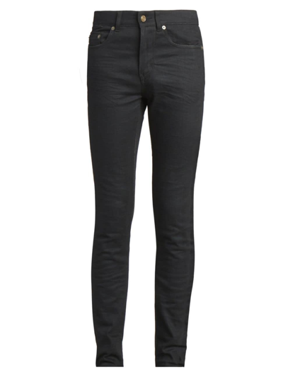 Shop Saint Laurent Men's Classic Skinny Jeans In Used Black