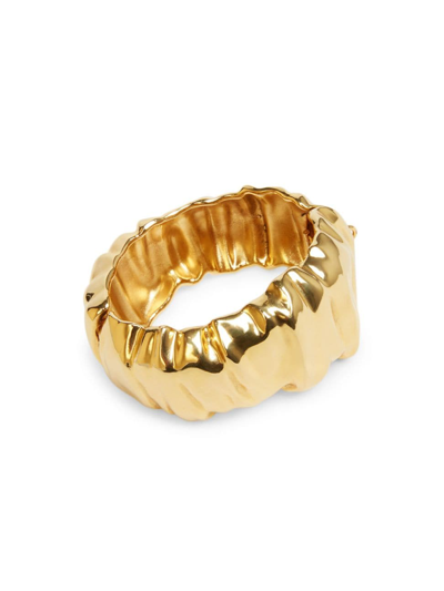 Shop Saint Laurent Women's Goldtone Organic-shaped Bangle In Aged Gold