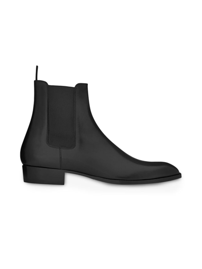 Shop Saint Laurent Men's Wyatt Leather Chelsea Boots In Nero