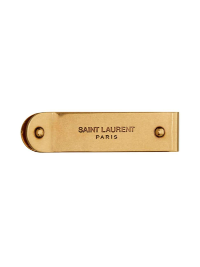 Shop Saint Laurent Logo Money Clip In Light Bronze