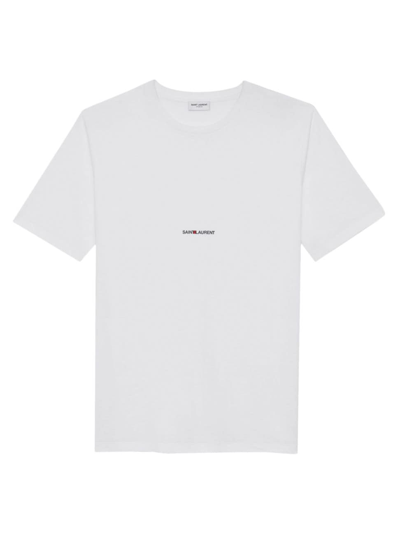 Shop Saint Laurent Women's Logo Crewneck T-shirt In Blanc