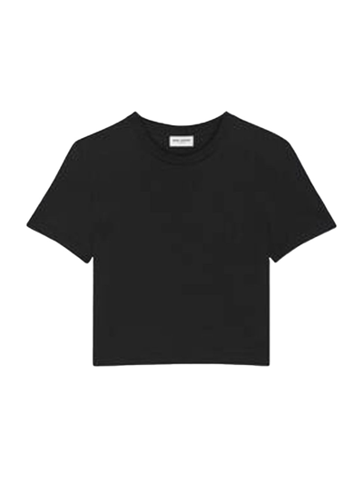 Shop Saint Laurent Women's Cropped Slim T-shirt In Dirty Ecru