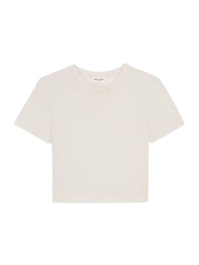 Shop Saint Laurent Women's Cropped Slim T-shirt In Naturel