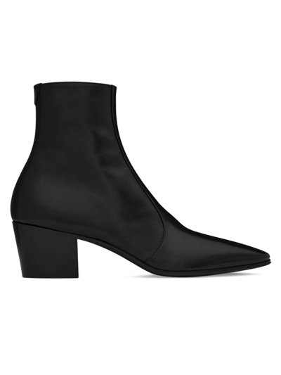 Shop Saint Laurent Men's Vassili Zipped Boots In Smooth Leather In Black