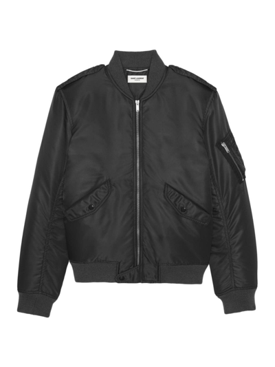 Shop Saint Laurent Women's Bomber Jacket In Nylon In Noir