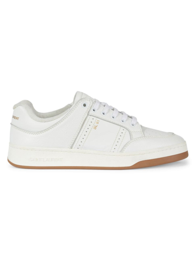 Shop Saint Laurent Men's Sl/61 Leather Sneakers In White