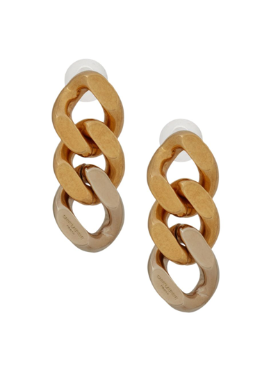 Shop Saint Laurent Women's 3 Curb Chain-links Earrings In Palladium