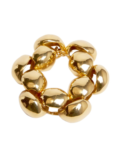 Shop Saint Laurent Women's Atomic Goldtone Bracelet In Aged Gold