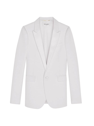 Shop Saint Laurent Women's Single-button Wool Jacket In White