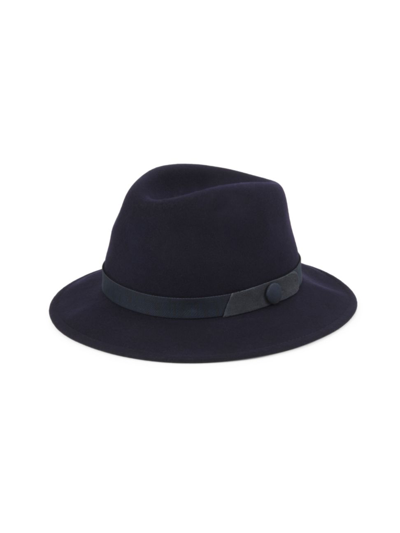 Shop Saks Fifth Avenue Men's Collection Wool Fedora In Navy