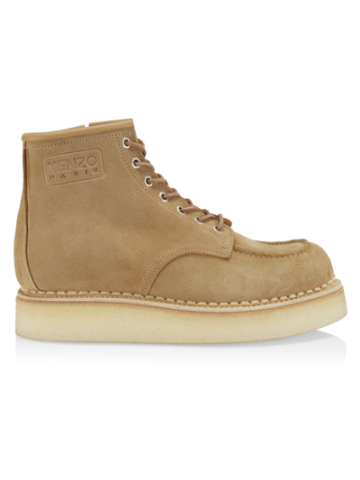 Shop Kenzo Men's Yama Suede Lace-up Boots In Beige