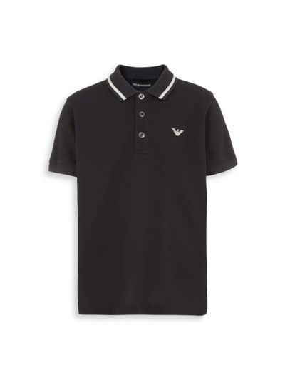 Shop Emporio Armani Little Boy's & Boy's Embroidered Logo Polo Shirt In Black