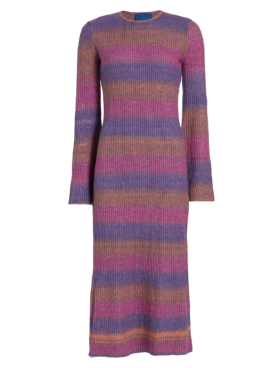 Shop Simon Miller Women's Axon Rib-knit Midi-dress In Distorted Stripe