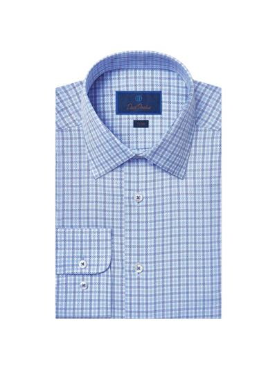 Shop David Donahue Men's Dress Patterned Button-up Shirt In Blue