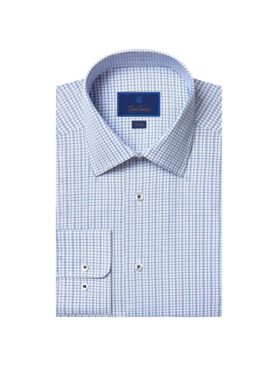 Shop David Donahue Men's Dress Patterned Button-up Shirt In White Blue