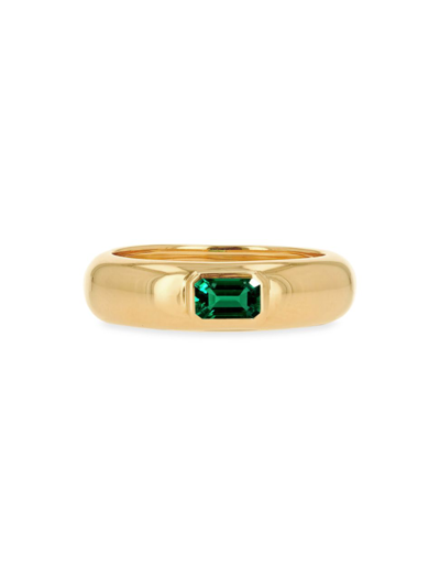 Shop Rachel Reid Jewelry Women's 14k Yellow Gold & Emerald Domed Band Ring