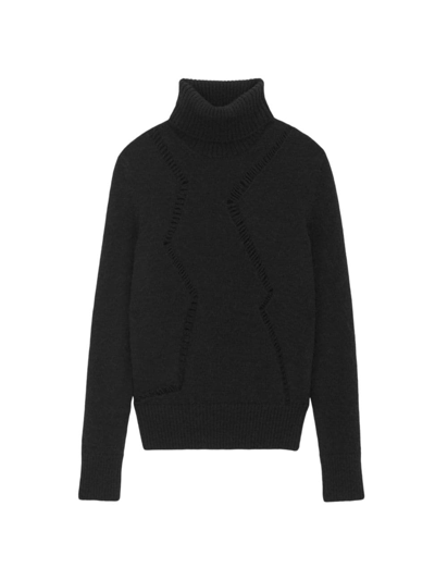 Shop Saint Laurent Women's Turtleneck Sweater In Wool In Noir