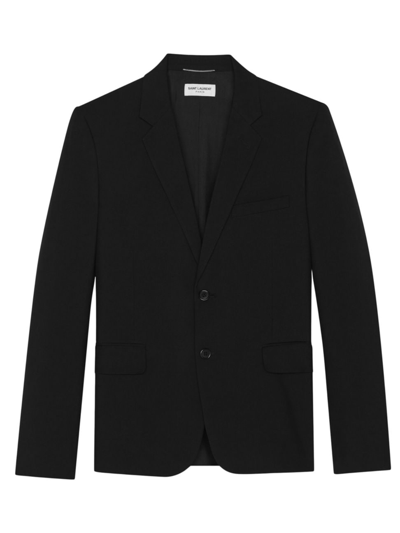 Shop Saint Laurent Men's Single-breasted Jacket In Gabardine  In Noir