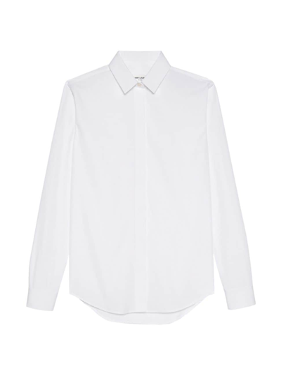 Shop Saint Laurent Women's Shirt In Cotton Poplin In Blanc