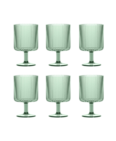 Shop Tarhong Mesa Stacking Goblet 6-piece Premium Acrylic Glass Set, 15 oz In Sage Green