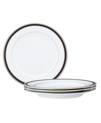 Noritake Austin Platinum Set Of 4 Salad Plates In White Black