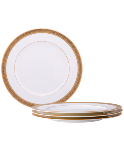 Noritake Summit Gold Set Of 4 Dinner Plates, Service For 4 In White