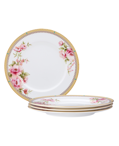 Noritake Hertford Set Of 4 Salad Plates, Service For 4 In White Pink