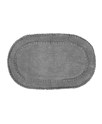 Home Weavers Double Ruffle Bath Rug 21" X 34" Bedding In Grey