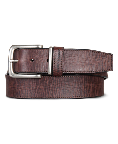 Shop Lucky Brand Men's Leather Jean Belt With Metal And Leather Keeper In Brown