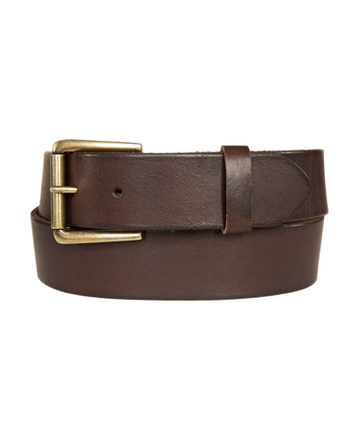 Shop Lucky Brand Men's Leather Jean Belt With Roller Buckle And Rivets In Brown