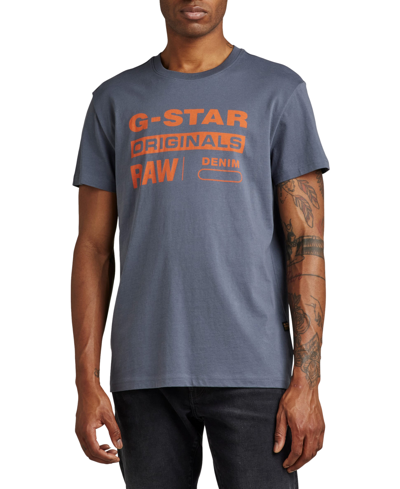 sextant Bekend Geruststellen G-star Raw Men's Originals Label-graphic Crewneck T-shirt In Fantem Blue |  ModeSens
