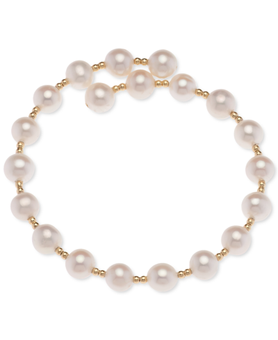 Shop Macy's Cultured Freshwater Pearl (6-1/2 In Gold Over Silver
