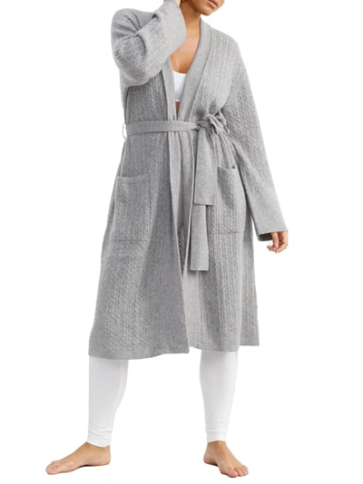 Shop Arlotta Short Cable Knit Cashmere Robe In Flannel Grey