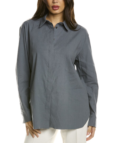 Shop Theory Classic Menswear Linen-blend Shirt In Blue