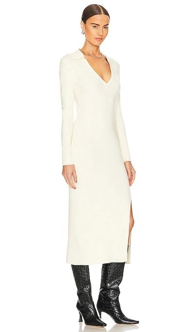 Lblc The Label Zoe Rib-knit Long-sleeve Midi Dress In Ivory