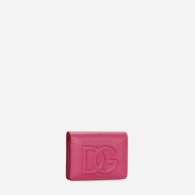 Dolce & Gabbana Calfskin Wallet With Dg Logo In Lilac