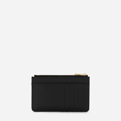Dolce & Gabbana Medium Calfskin Card Holder With Dg Logo In Black