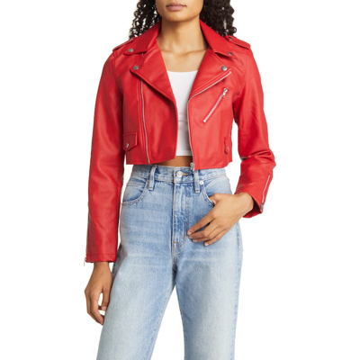 Shop Nikki Lund Faux Leather Michaela Biker Jacket In Red