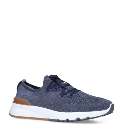 Shop Brunello Cucinelli Lace-up Sneakers In Navy