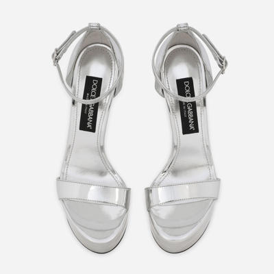 Shop Dolce & Gabbana Mirrored-effect Calfskin Platform Sandals In Silver